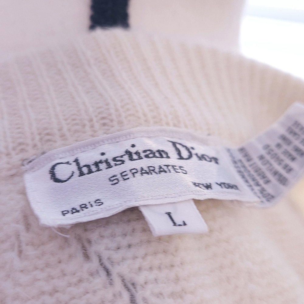 Dior NWT Vintage Knitted Wool Rabbit Hair Skirt A-Line Gray Striped Size Large - Picture 12 of 16